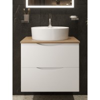 BOND T99605-S03430 Тумба c раковиной подвесная белая со столешницей под дерево