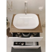 BOND T99605-S54450 Тумба c раковиной подвесная белая со столешницей под дерево