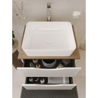 BOND T99605-S54480 Тумба c раковиной подвесная белая со столешницей под дерево