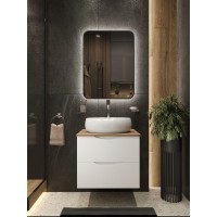 BOND T99605-S58490 Тумба c раковиной подвесная белая со столешницей под дерево