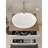 BOND T99605-S65490 Тумба c раковиной подвесная белая со столешницей под дерево