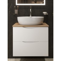 BOND T99605-S65490 Тумба c раковиной подвесная белая со столешницей под дерево