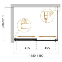 Душевой уголок Cezares TANDEM-SOFT-AH-2-120/100-C-Cr-IV, 120 х 100 см, стекло прозрачное антикальций, профиль хром