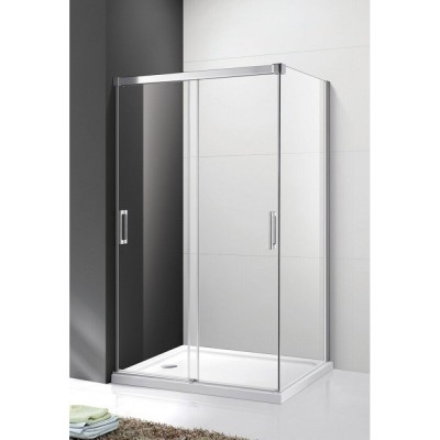 Душевой уголок Cezares TANDEM-SOFT-AH-2-120/80-C-Cr-IV, 120 х 80 см, стекло прозрачное антикальций, профиль хром
