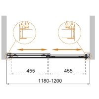 Душевая дверь Cezares TANDEM-SOFT-BF-2-120-C-Cr-IV, 120 х 145 см, стекло прозрачное антикальций, профиль хром