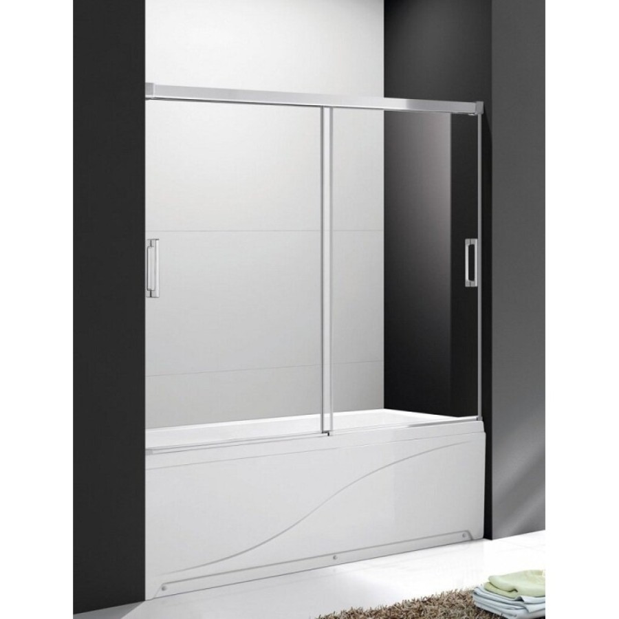 Шторка на ванну Cezares TANDEM-SOFT-VF-2-170/145-P/C-Cr-IV, 170 см, стекло прозрачное антикальций/рифленое, профиль хром