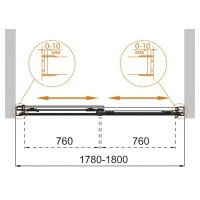 Шторка на ванну Cezares TANDEM-SOFT-VF-2-180/145-P-Cr, 180 х 145 см, стекло рифленое, цвет профиля хром