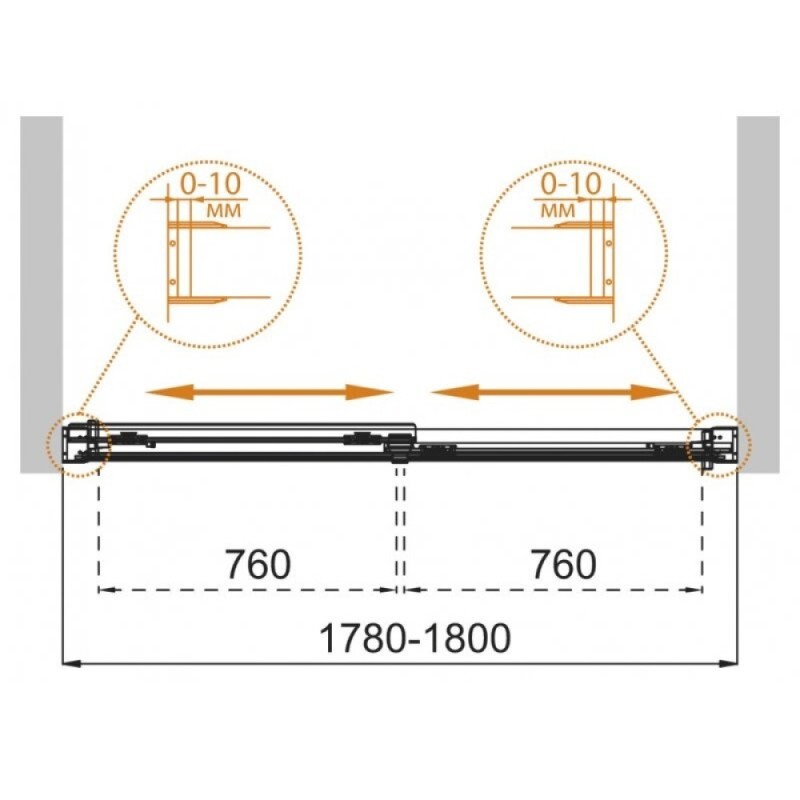 Шторка на ванну Cezares TANDEM-SOFT-VF-2-180/145-P-Cr, 180 х 145 см, стекло рифленое, цвет профиля хром
