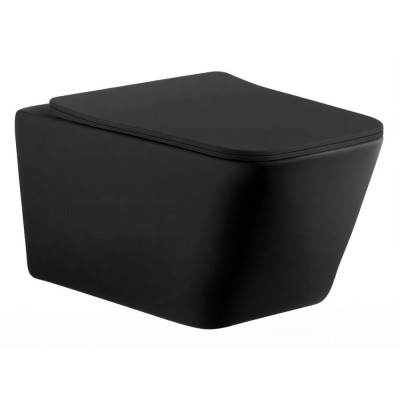 Подвесной безободковый унитаз Aquanet Tavr 287011-W BW, крышка микролифт Slimseat, цвет черный матовый