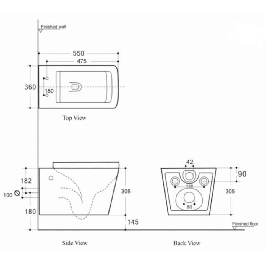 Подвесной безободковый унитаз Aquanet Tavr 287011-W BW, крышка микролифт Slimseat, цвет черный матовый