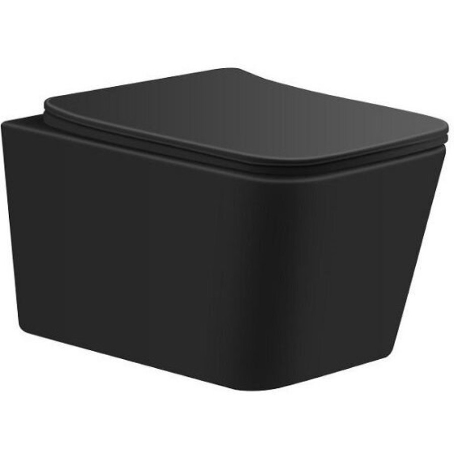 Подвесной безободковый унитаз Aquanet Tavr 2.0 W MB LX-1907MB (279092), крышка микролифт, цвет черный матовый