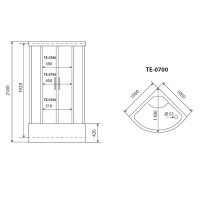 Душевая кабина Timo Eco TE-0700-T-STUN, 100 х 100 см, стекло матовое, профиль белый, хамам