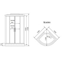 Душевая кабина Timo Eco TE-0701-T-STUN-T-CH/C, 100 х 100 см, стекло матовое, профиль белый, хамам, стул