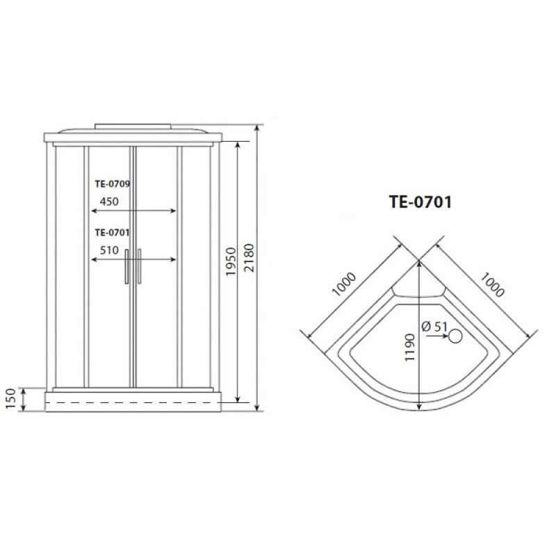 Душевая кабина Timo Eco TE-0701-T-STUN-T-CH/C, 100 х 100 см, стекло матовое, профиль белый, хамам, стул
