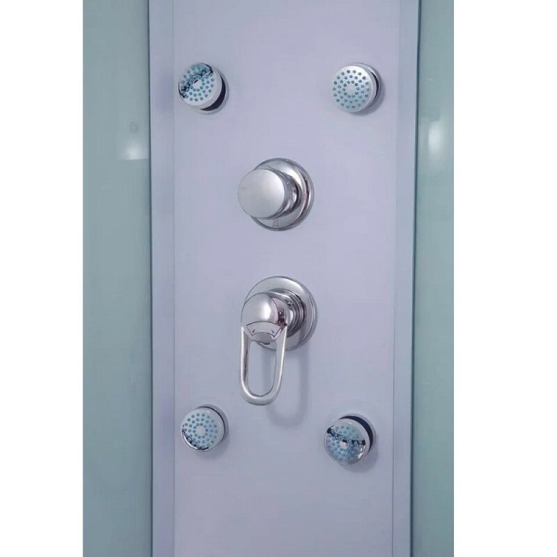 Душевая кабина Timo Eco TE-0709-T-STUN-T-CH/C, 90 х 90 см, стекло матовое, профиль белый, хамам, стул