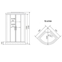 Душевая кабина Timo Eco TE-0709-T-STUN-T-CH/C, 90 х 90 см, стекло матовое, профиль белый, хамам, стул