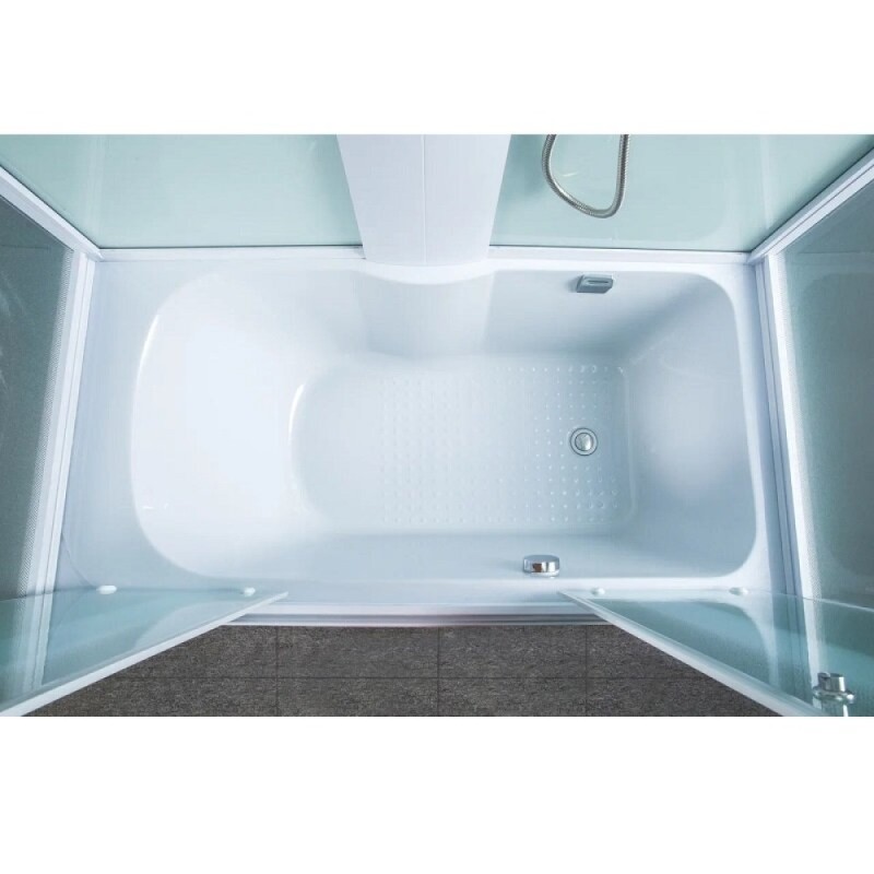 Душевая кабина Timo Eco TE-0750-T-STUN, 148 x 80 см, стекло матовое, профиль белый, хамам