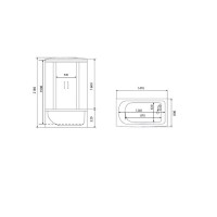 Душевая кабина Timo Eco TE-0750-T-STUN, 148 x 80 см, стекло матовое, профиль белый, хамам