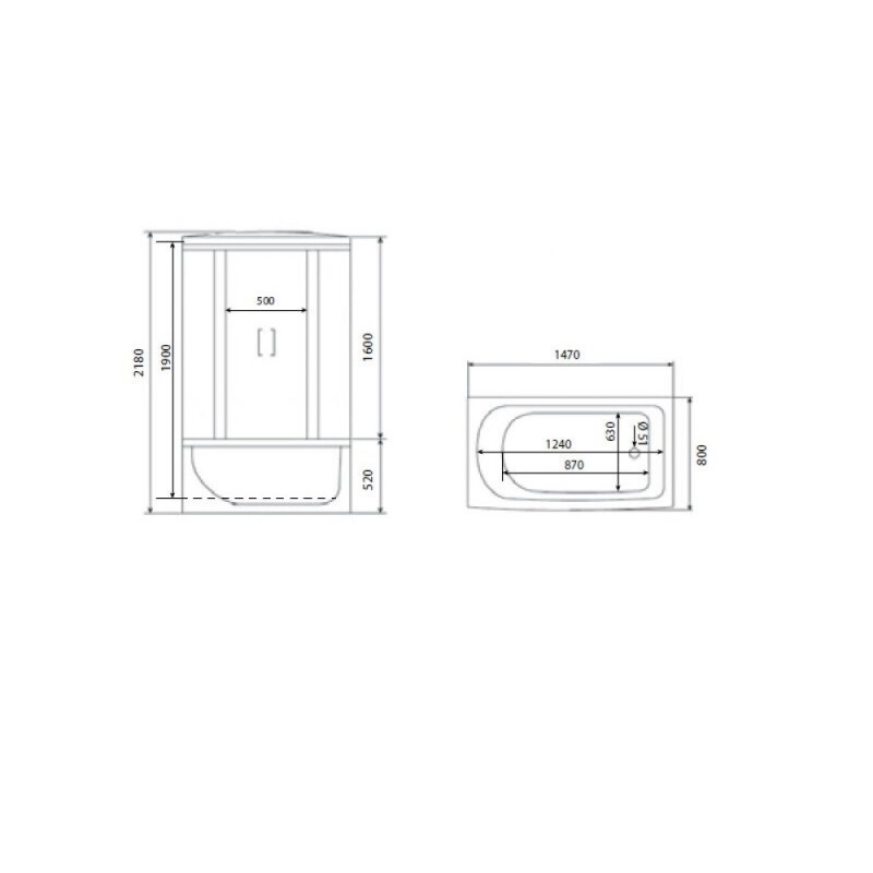 Душевая кабина Timo Eco TE-0750-T-STUN, 148 x 80 см, стекло матовое, профиль белый, хамам