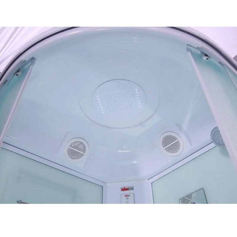 Душевая кабина Timo Eco TE-0790-T-STUN, 90 х 90 см, стекло матовое, профиль белый, хамам