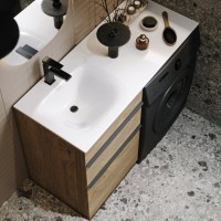 Тумба с раковиной под стиральую машину Aqwella Terra TER01052NDB+FOR.11.04.D-R, 115 см, напольная, дуб балтийский, чаша раковины справа