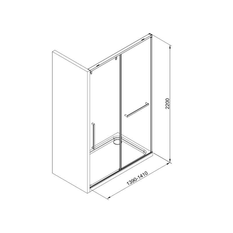 Душевая дверь Terminus Альба 01, 1DS140х220C, 140 см, стекло прозрачное, профиль хром