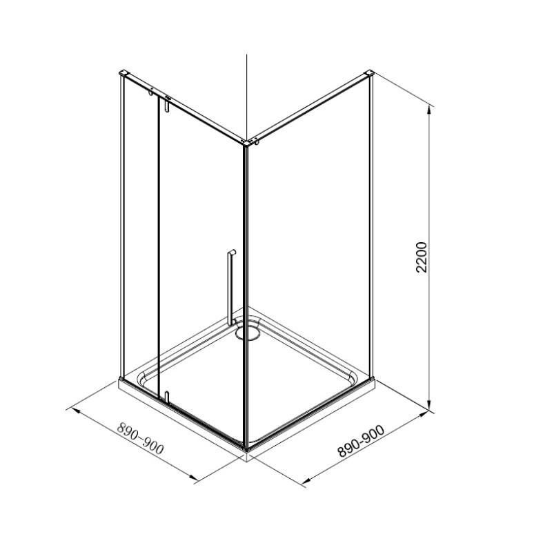 Душевой уголок Terminus Альба 03, 3EW90х90B, 90 x 90 см, стекло прозрачное, профиль черный матовый