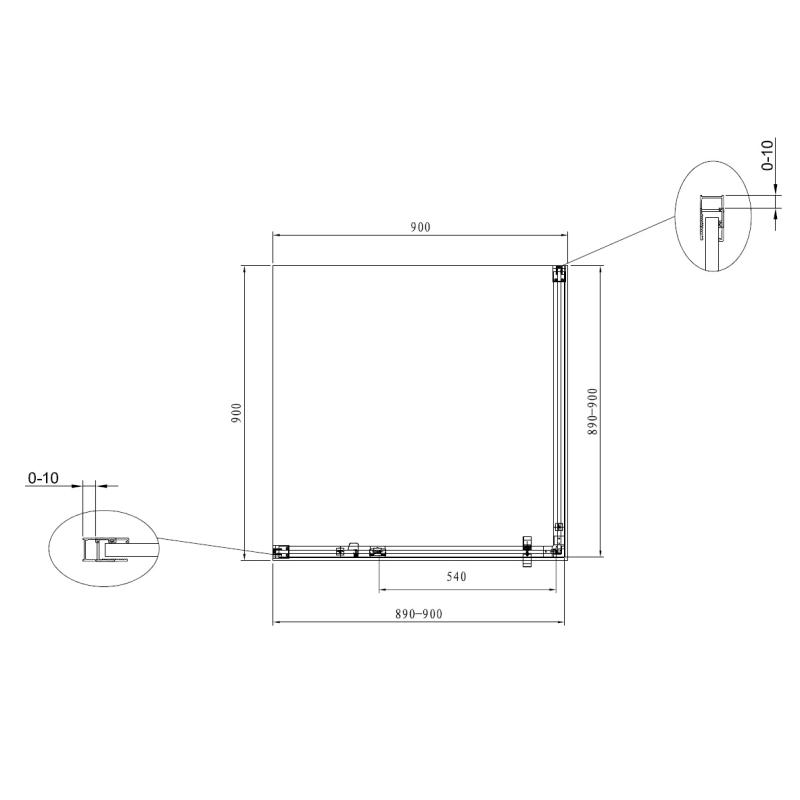 Душевой уголок Terminus Альба 03, 3EW90х90B, 90 x 90 см, стекло прозрачное, профиль черный матовый