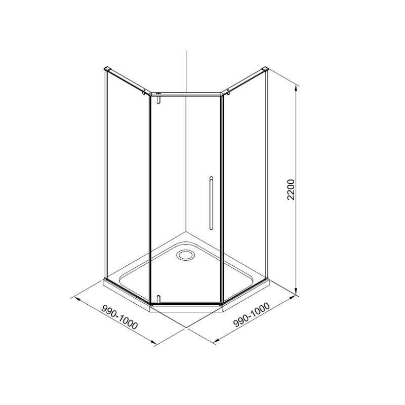 Душевой уголок Terminus Альба 04, 4EW100х100C, 100 x 100 см, стекло прозрачное, профиль хром