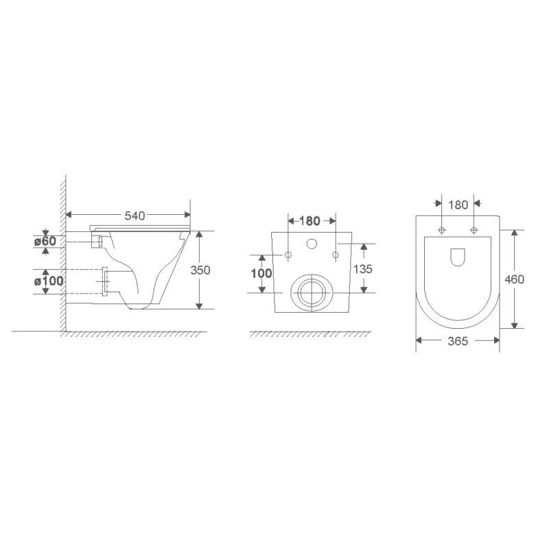 Подвесной унитаз Terminus Классик, 02W54x36W, безободковый, крышка-сиденье микролифт, белый