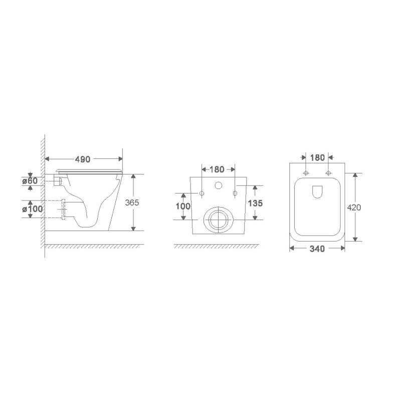 Подвесной унитаз Terminus Ватикан, 03W49x34W, безободковый, крышка-сиденье микролифт, белый