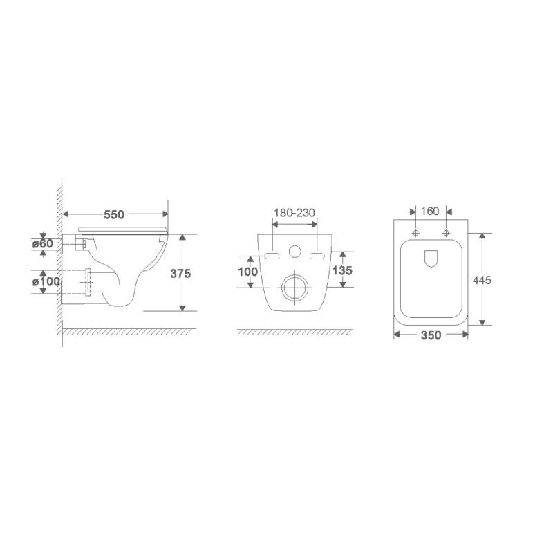 Подвесной унитаз Terminus Ното, 04W50х35W, безободковый, крышка-сиденье микролифт, белый