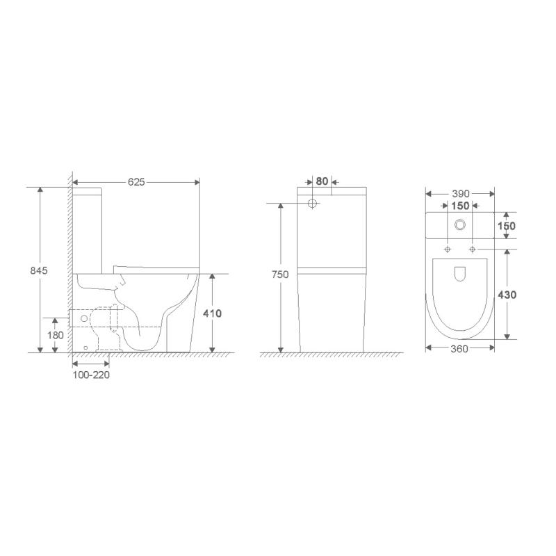 Унитаз-компакт Terminus Аврора, 11F62x39W, безободковый, крышка-сиденье микролифт, белый