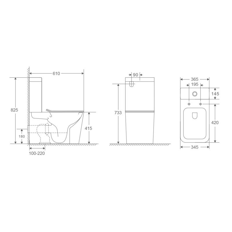 Унитаз-компакт Terminus Ватикан, 12F61x36W, безободковый, крышка-сиденье микролифт, белый