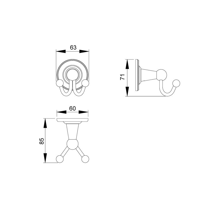 Двойной крючок Timo Nelson 160012/02 Бронза