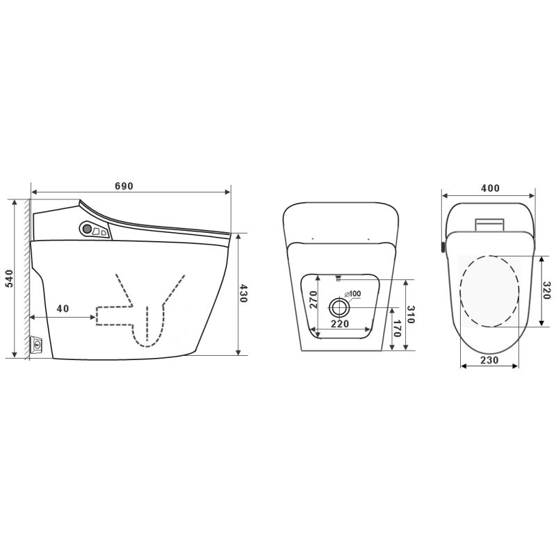 Унитаз биде Timo TE-721 приставной Белый с Микролифтом