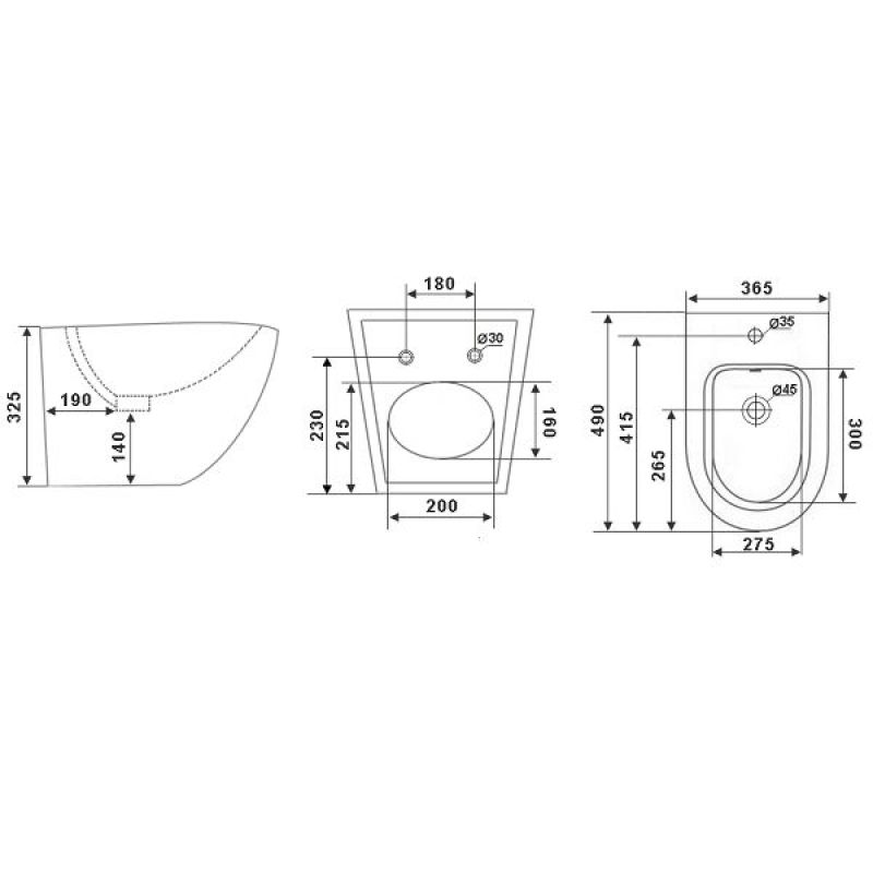 Биде Timo Kulo TK-404MB подвесное Черное матовое