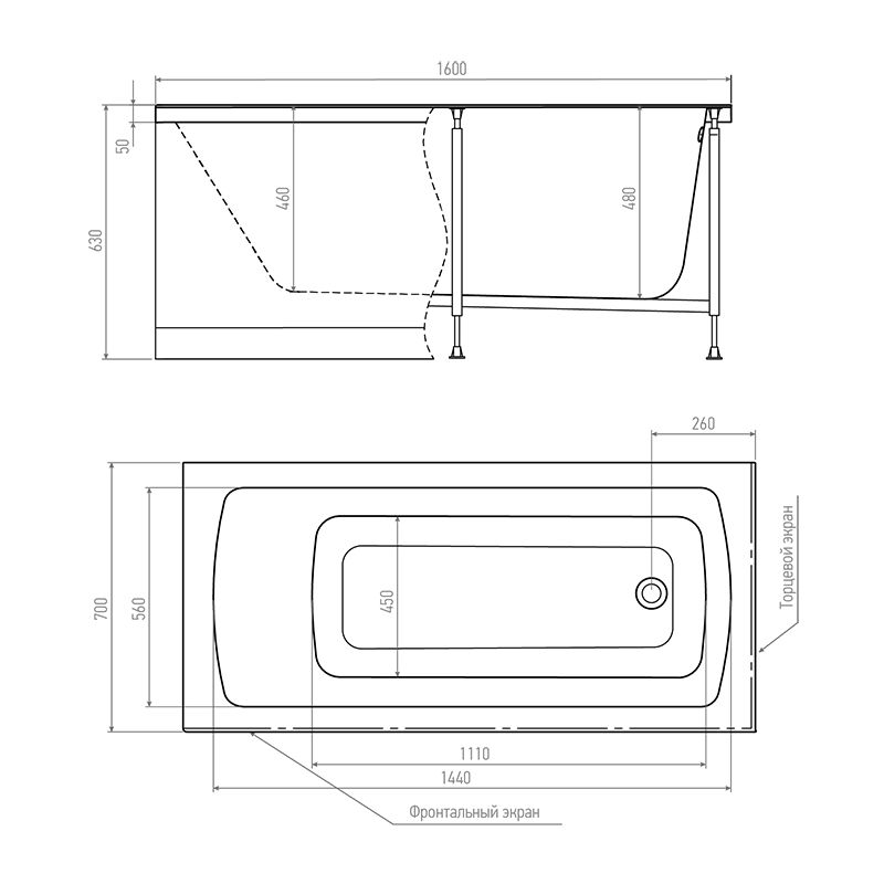 Акриловая ванна Timo Ritta 160x70 RITTA1670 без гидромассажа
