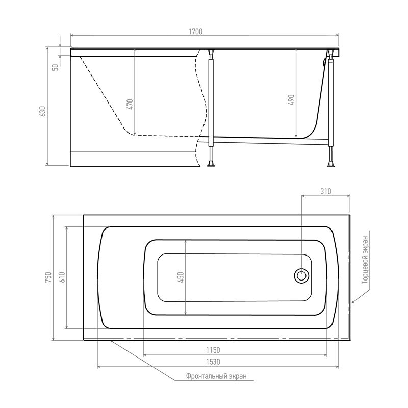 Акриловая ванна Timo Ritta 170x75 RITTA1775 без гидромассажа