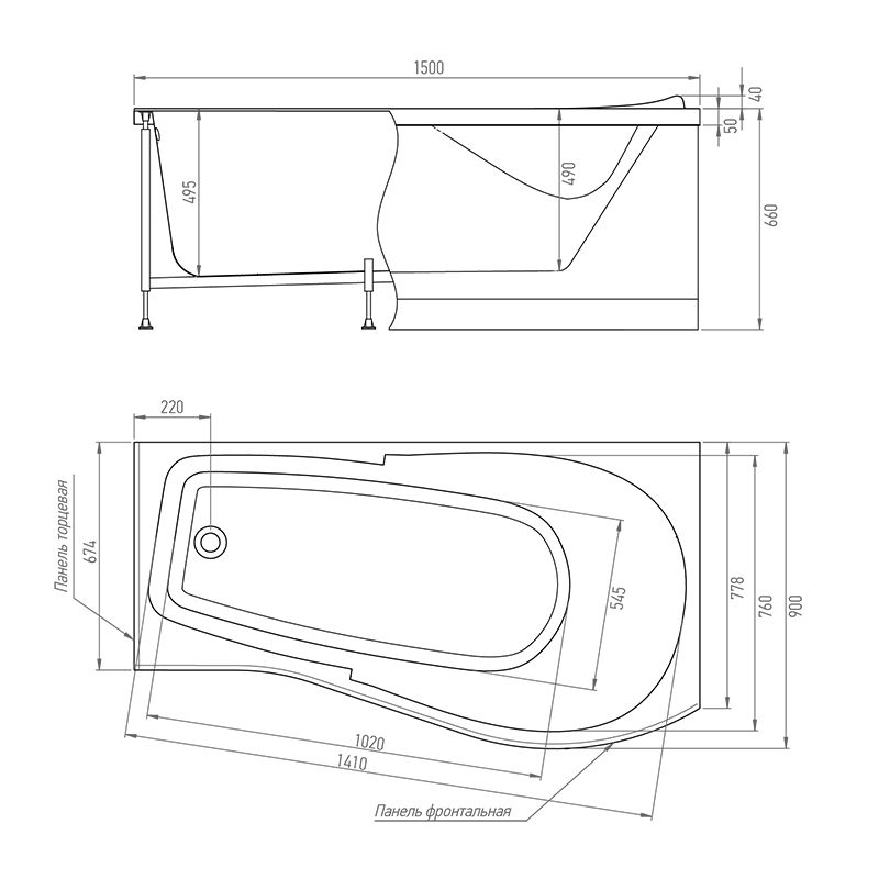 Акриловая ванна Timo Vino 150x90 R VINO1590R без гидромассажа