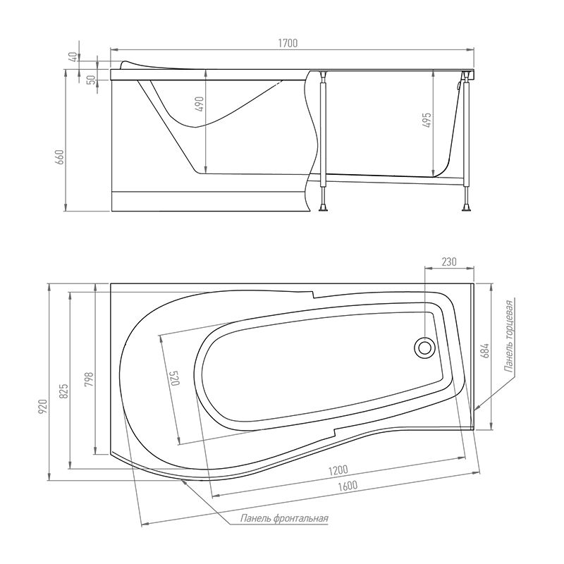 Акриловая ванна Timo Vino 170x92 L VINO1792L без гидромассажа