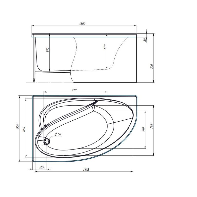 Акриловая ванна Timo Iva 150x95 L IVA1595L без гидромассажа