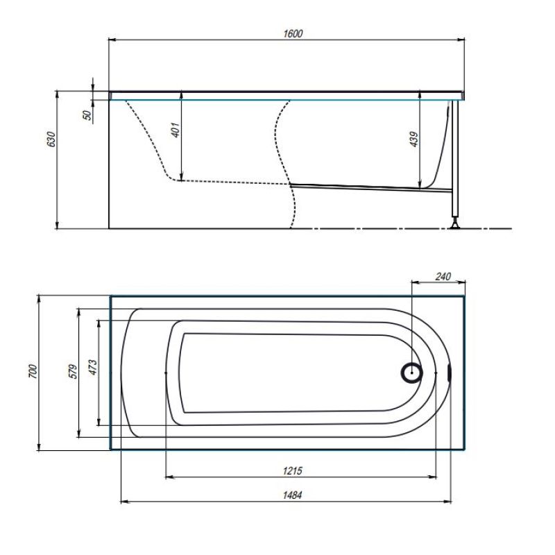 Акриловая ванна Timo Mika 160x70 MIKA1670 без гидромассажа