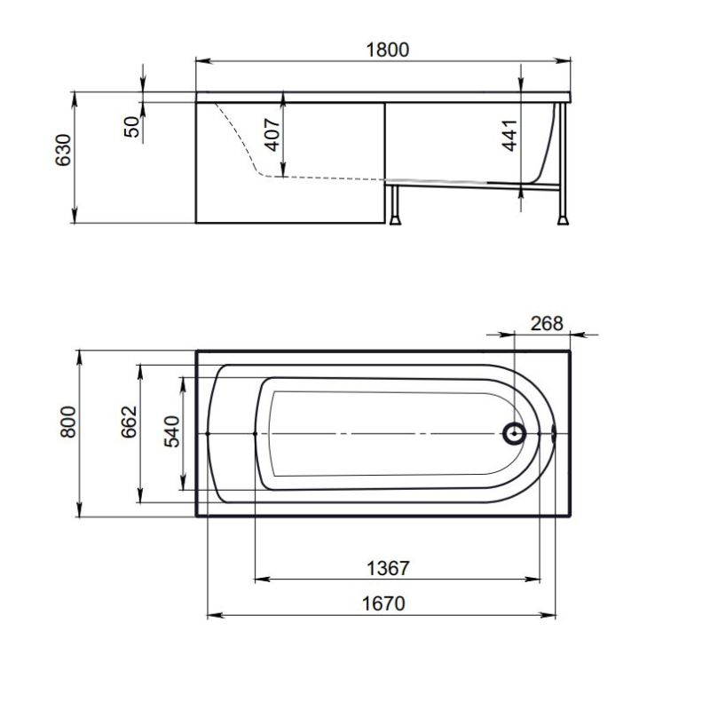 Акриловая ванна Timo Mika 180x80 MIKA1880 без гидромассажа