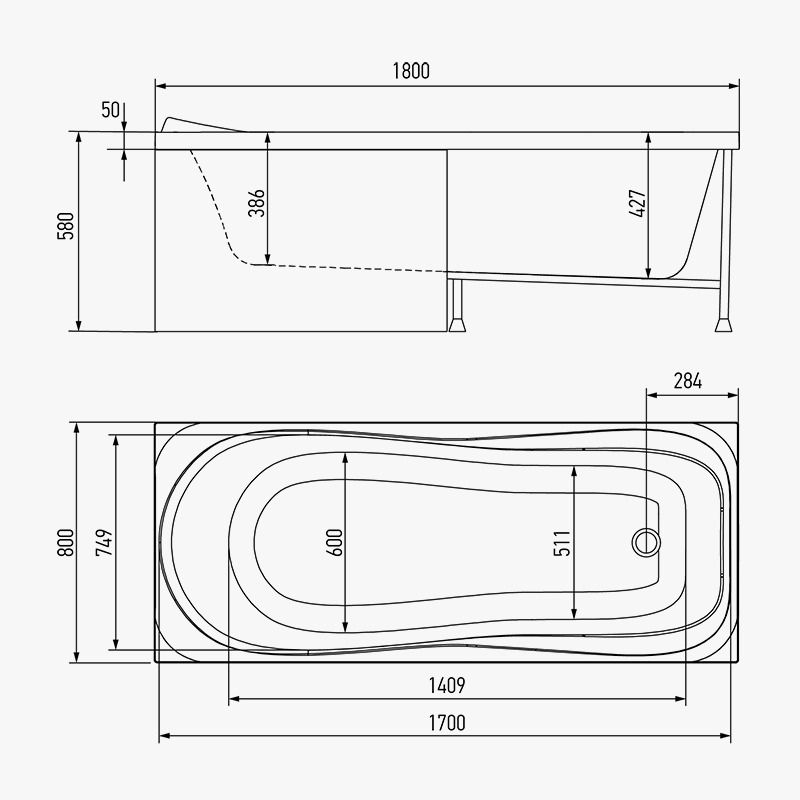 Акриловая ванна Timo Kata 180x80 KATA1880 без гидромассажа
