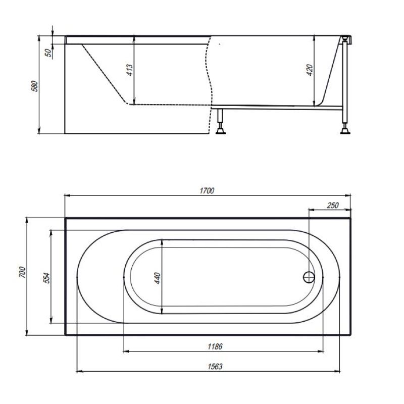 Акриловая ванна Timo Roha 170x70 ROHA1770 без гидромассажа