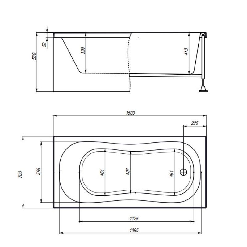 Акриловая ванна Timo Inka 150x70 INKA1570 без гидромассажа
