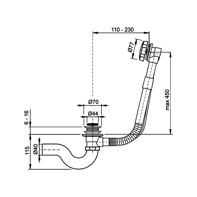 Сифон для раковины Timo 959/03L Черный матовый