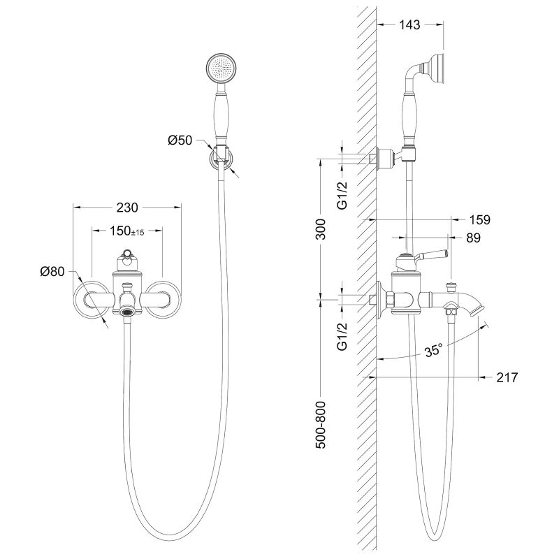 Смеситель для ванны Timo Arisa 5314/02Y Антик