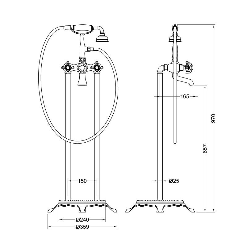 Смеситель для ванны Timo Nelson 1900/03Y-CR Черный